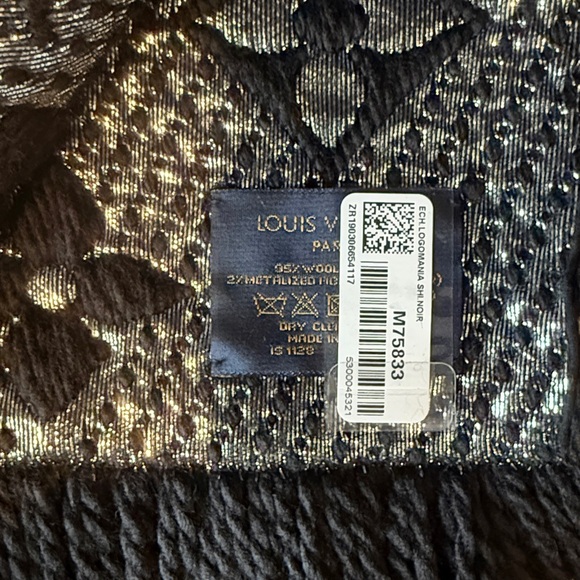 Louis Vuitton Logomania shine scarf M47533 black and silver NWT - Picture 2 of 8